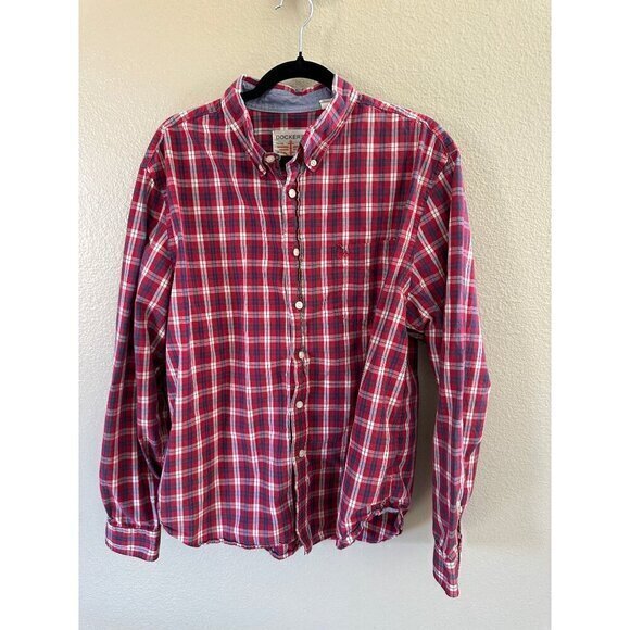 Dockers Men's Red‎ Plaid Long Sleeve Shirt, plaid long sleeve shirt, mens shirt - Picture 2 of 7